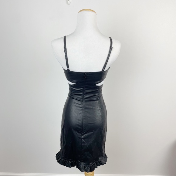House Of CB Thalia Vegan Leather Ruffle Hem Mini Dress Size XSmall - Picture 10 of 11